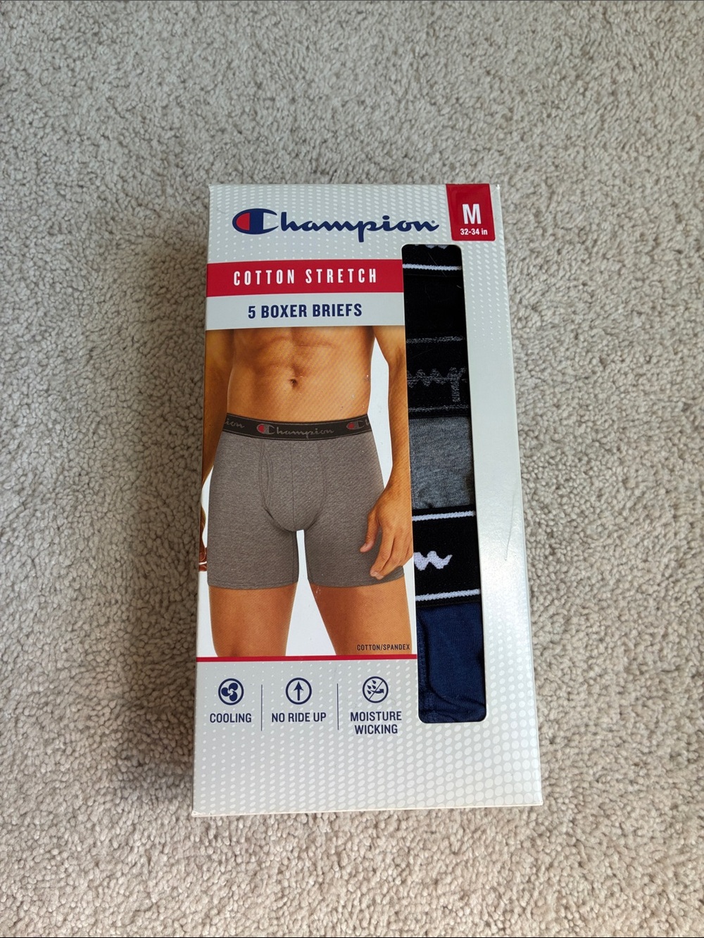 New Champion 5 pair underwear boxer briefs cotton size M 32-34 inches